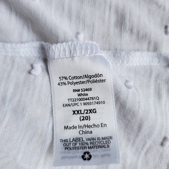 Time and Tru Flutter Sleeve Tee | Size XXL (20) | White - Picture 5 of 5